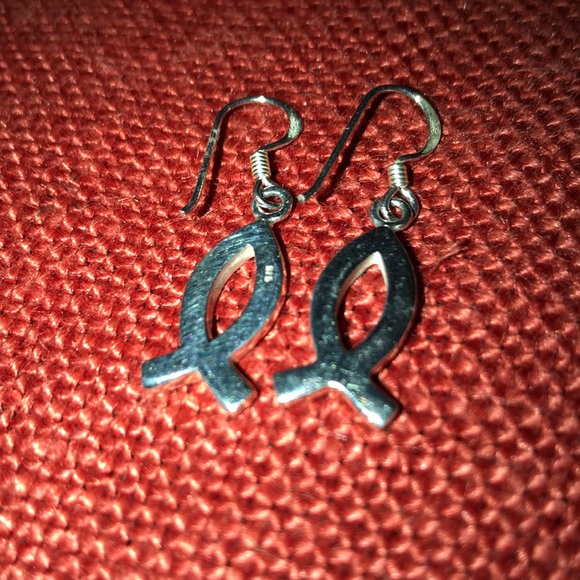 Christian Ichthus  .925 Silver earring/Charm - Picture 2 of 2